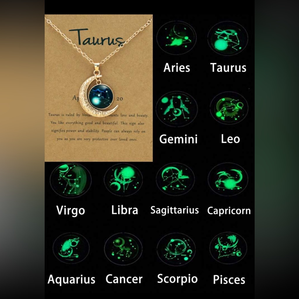 12-Constellation Luminous Moonpendant Fashion Necklace